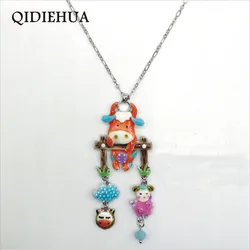 Statement Maxi Enamel Animal Long Necklace Alloy Pendant Chain Collar For Women Pets Accessories Fashion Jewelry Wholesale