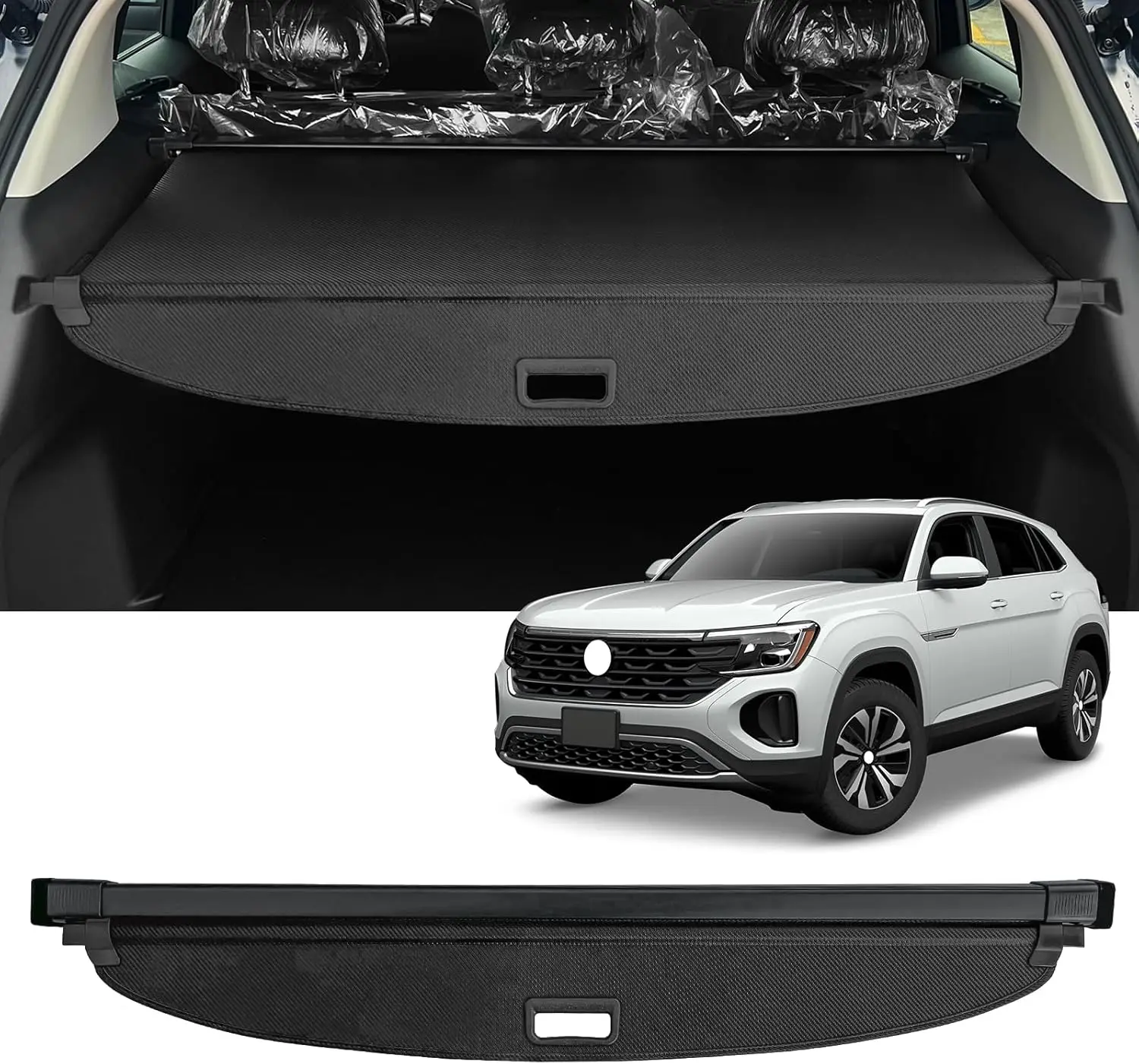 

Retractable Cargo Cover for Volkswagen Atlas Cross Sport 2025-2020, Privacy Shade with Carbon Fiber Design