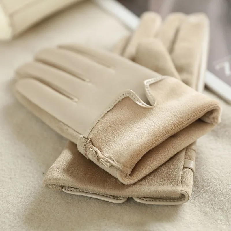 Nieuwe mode glanzende elegante winddichte handschoenen Winter dameshandschoenen Volledige vinger Handwarme zwarte handschoen PU Cool Girl-handschoenen