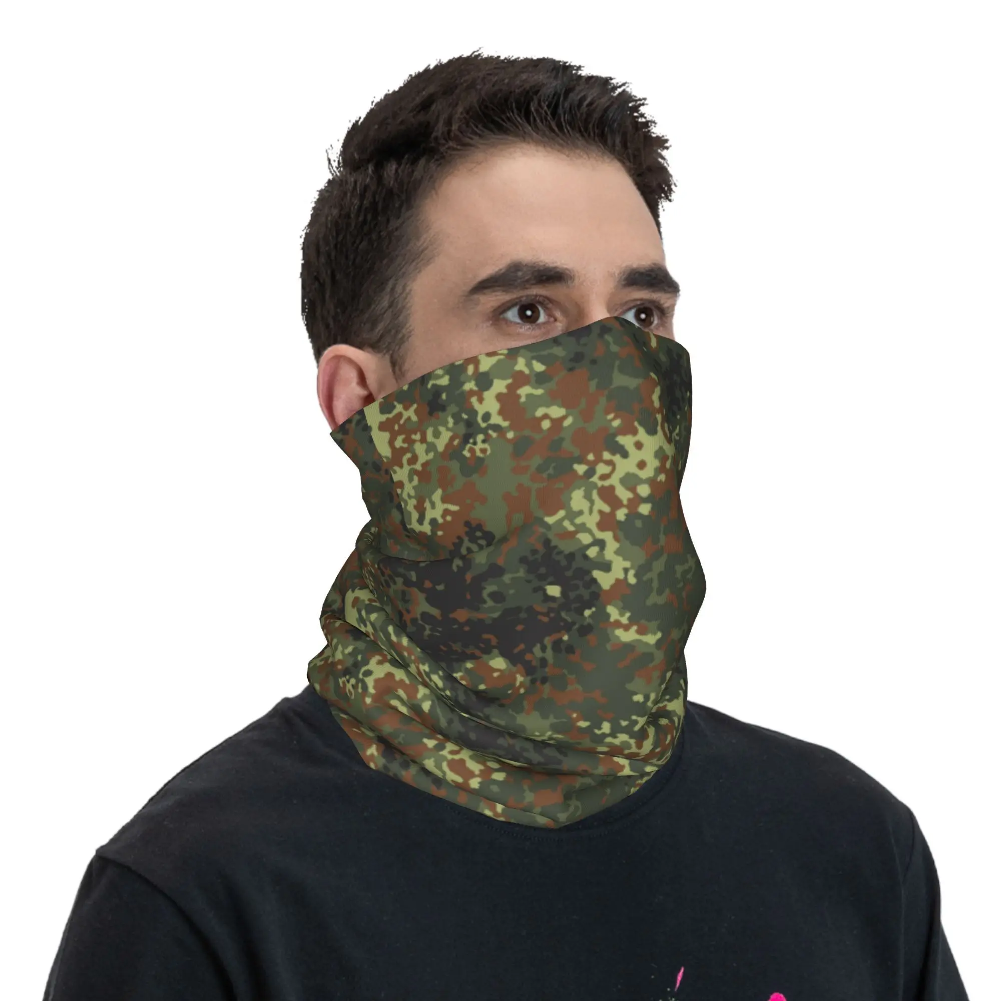 مخصص Flecktarn كامو باندانا الرقبة أدفأ النساء الرجال الشتاء التزلج التنزه وشاح الجراب الجيش العسكري التمويه واقي الوجه
