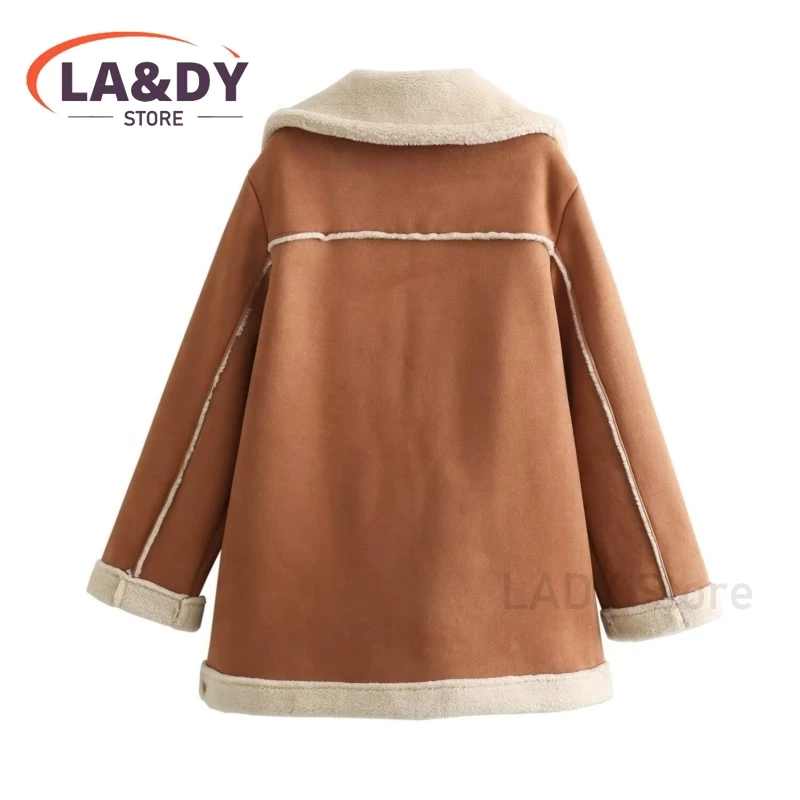 2024 New Autumn Winter Women Fashion Loose Thickening Long Coat Female Casual Reversible Jacket Outerwear