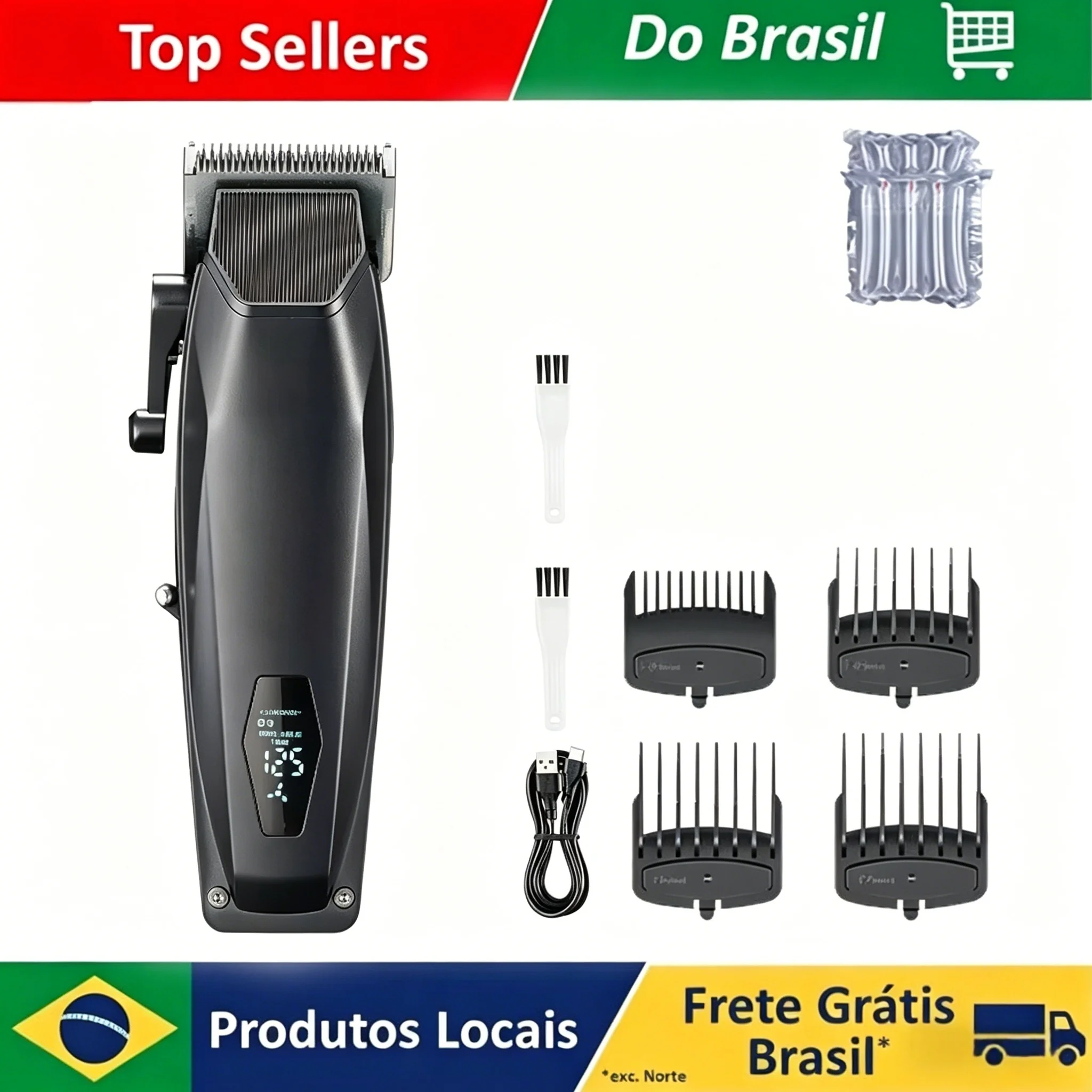 ブラジル製プロ用バリカン、usb充電式コードレスヘアトリマー、強力なヘアカットグルーミングマシン（男性用）