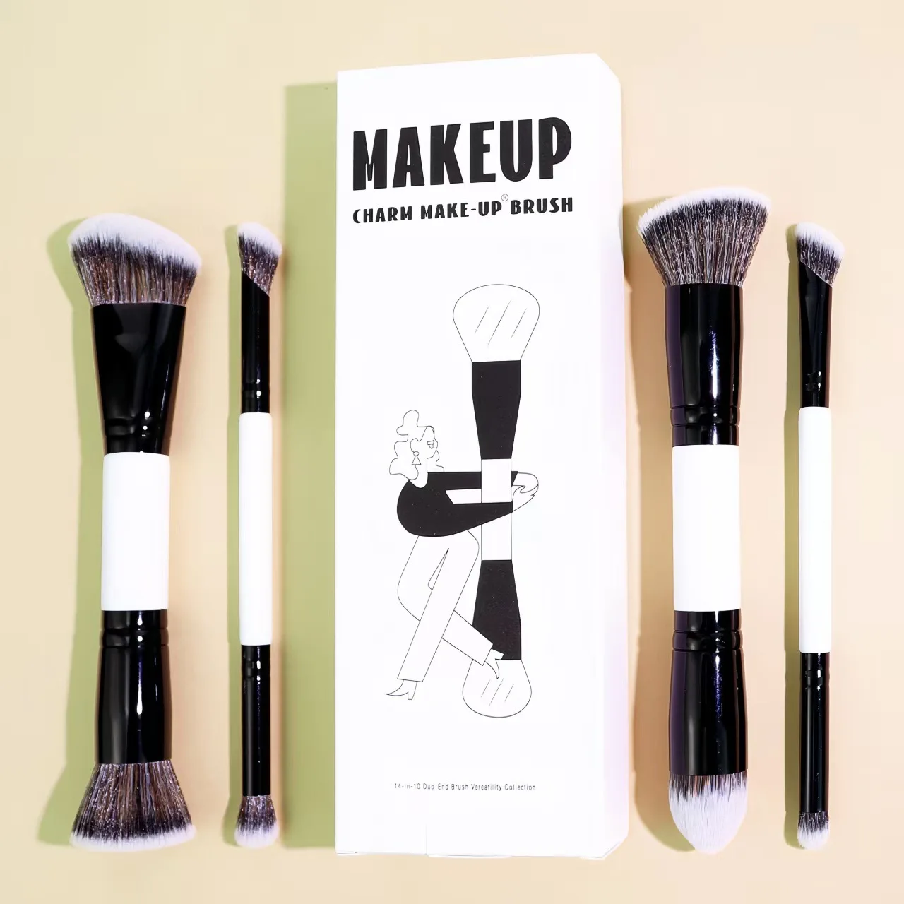 

Cruelty-Free 2-5PCS Makeup Brush Set, Dual Head Foundation Contour Brush, Blush Blender, Eyeshadow Concealer Brushes