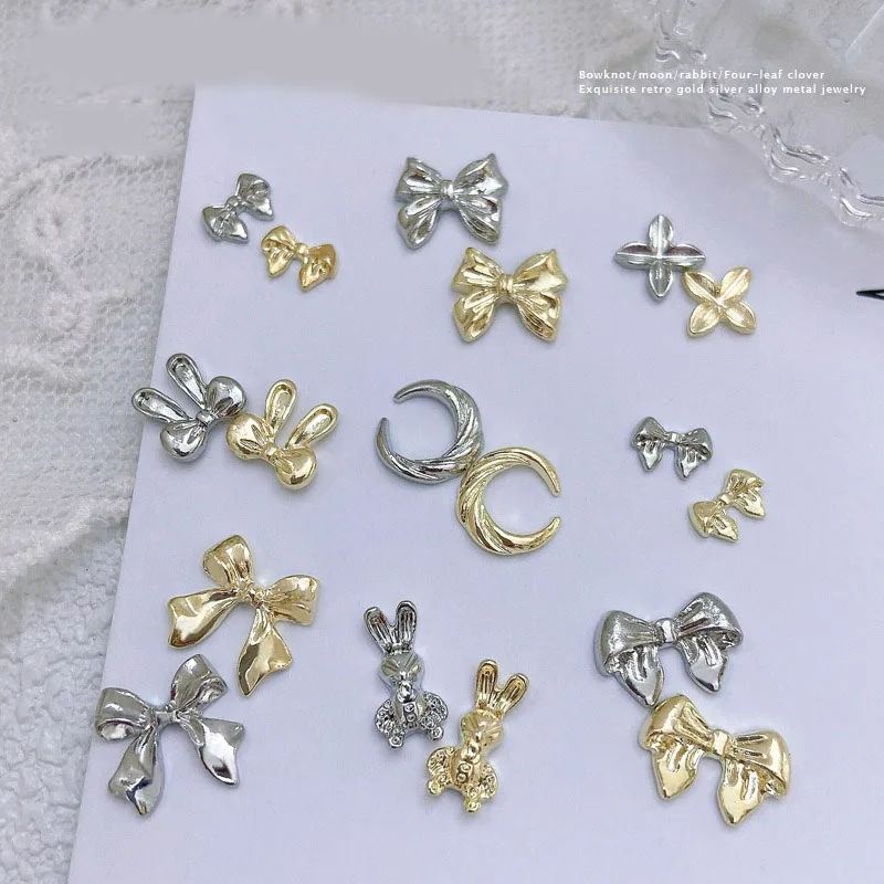 10PCS Butterfly Parts Ribbon 3d Nail Charms Luxury Ribbon Parts Decorations for Nails Figures Bows Nails Accessories SZZS09