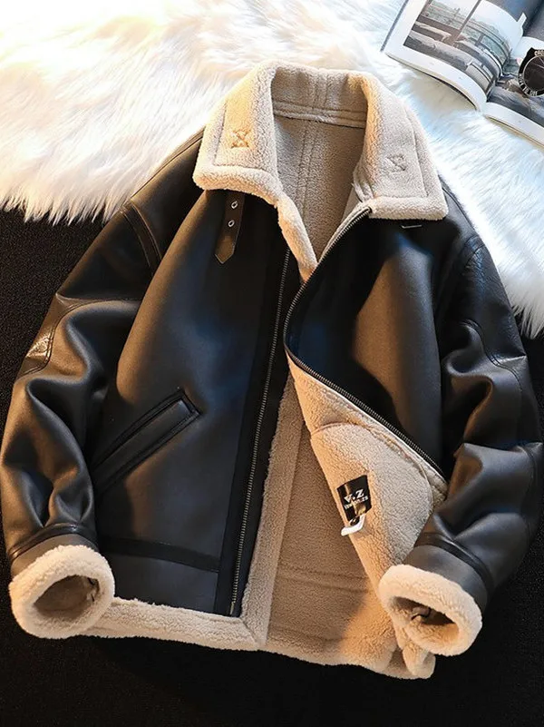 

Мужская зимняя куртка из овечьей шерсти с хлопковой подкладкой, теплая верхняя одежда больших размеров, молодежная модная куртка из смесового спандекса и полиэстера