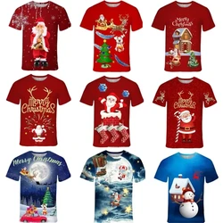 New Fashion Christmas T Shirt Casual 3D Printed T Shirts Short Sleeve Round Neck Print Snowman Elk Xmas Clothing Unisex T-Shirt