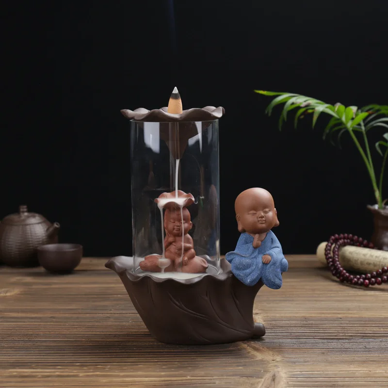 

Little Sha Mi Acrylic Cover Backflow Incense Burner Chinese Style Ornament Ceramic Craft