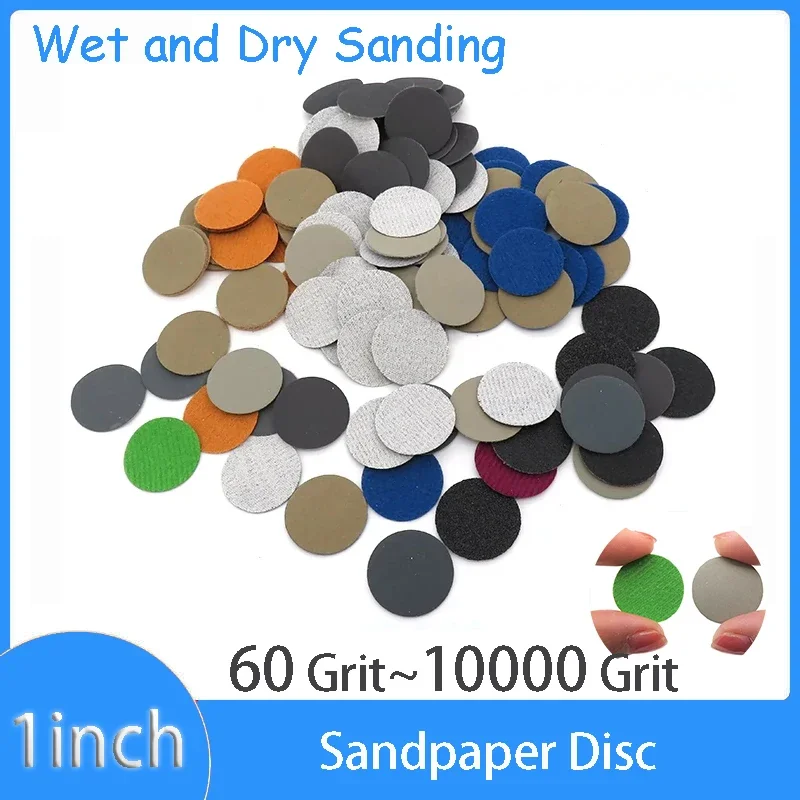 

100pcs Sandpaper Discs 1 Inch 25mm Waterproof Sandpaper Hook and Loop 60 ~ 10000 Grit for Drill Grinder Rotary Tools Sanding