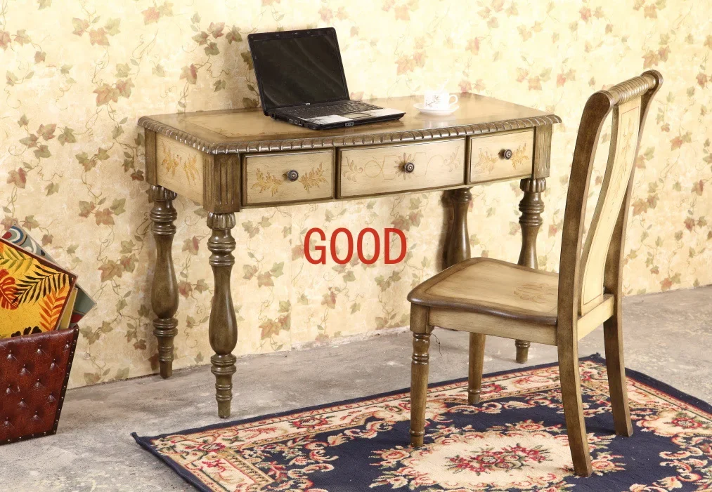 Classical Old Yellow Green Computer Desk Chair American Dark Green Desk