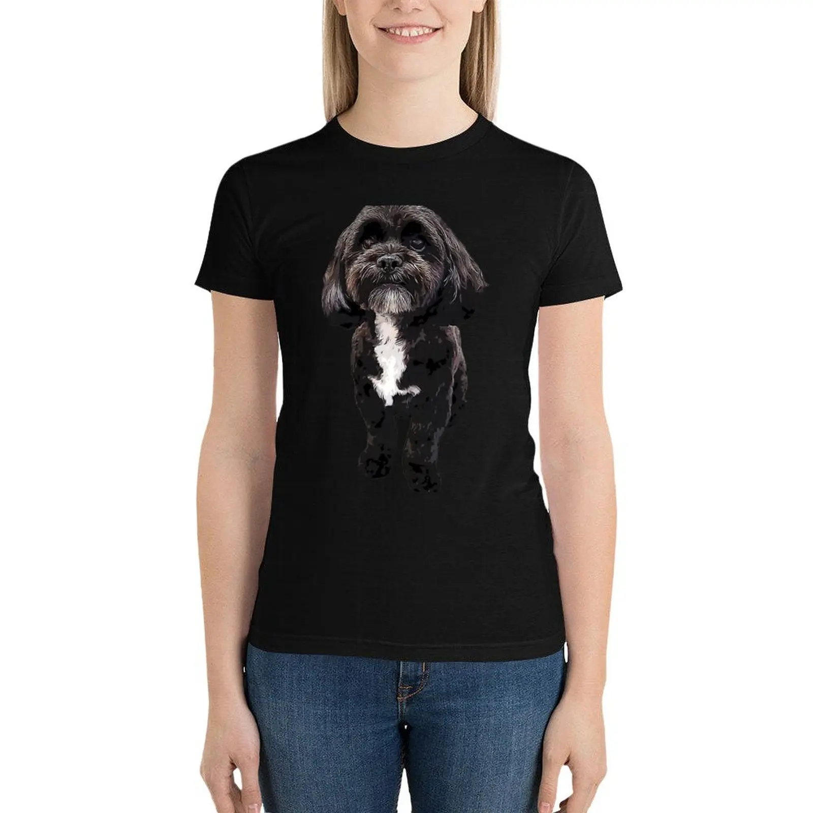 Shih Tzu Black Cute Puppy Dog T-Shirt Blouse summer clothes tees funny t-shirts for Women graphic tees funny