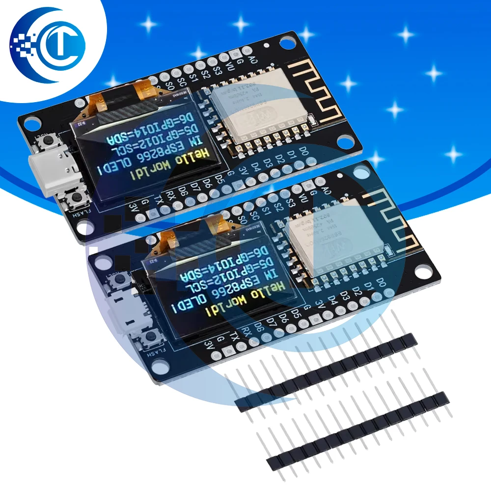 Плата разработки WiFi ESP8266 (NodeMCU): 0,96-дюймовый OLED-дисплей, Type-C/Micro USB (CH340G) — для Arduino Плата разработки WiFi ESP8266 (NodeMCU): 0,96-дюймовый OLED-дисплей, Type-C/Micro USB (CH340G) — для Arduino