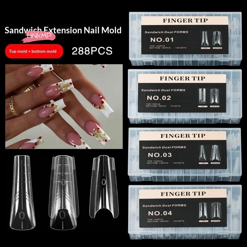 140/280 قطعة أشكال أظافر مزدوجة مجموعة ساندويتش قالب سفلي طويل مربع اللوز مسمار الفن ملحقات مانيكير أداة #1