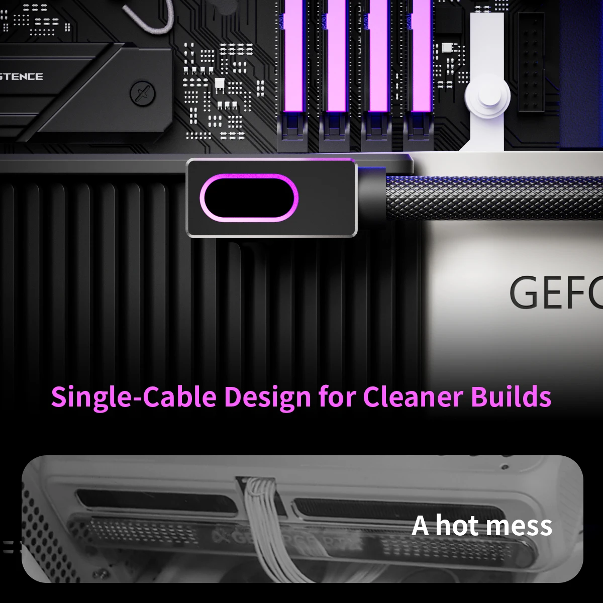 AIJS GPU16Pin Right Side Modular Cable, Graphics Card 18AWG,Male to Male Design,12VHPWR ARGB with 5V 3Pin 5090 Not Applicable