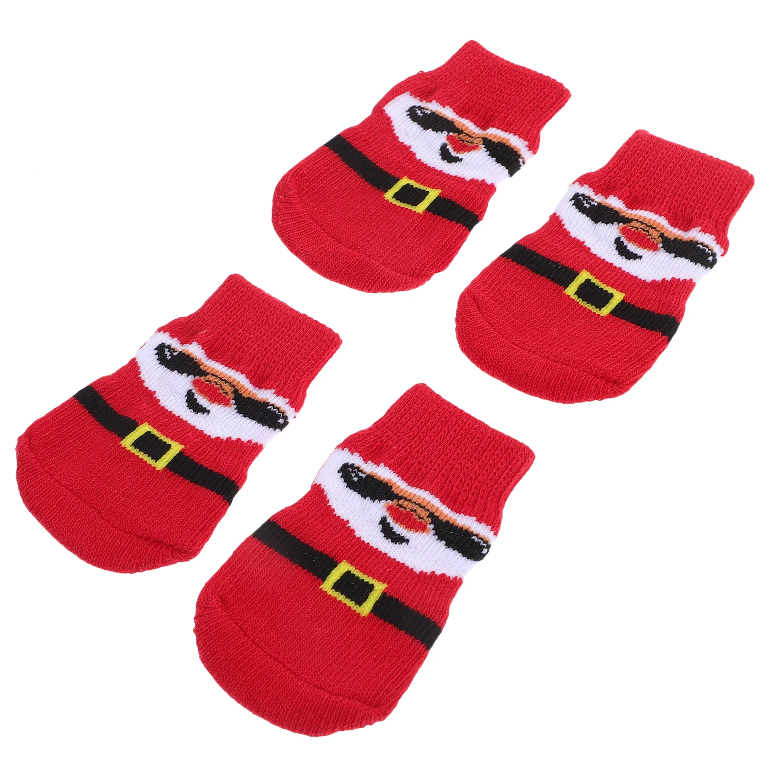 

4pcs Pet Socks Cotton Breathable Paw Protectors Dog Elder Christmas Stockings Red Bottom Anti Skid Washable Reusable Dog