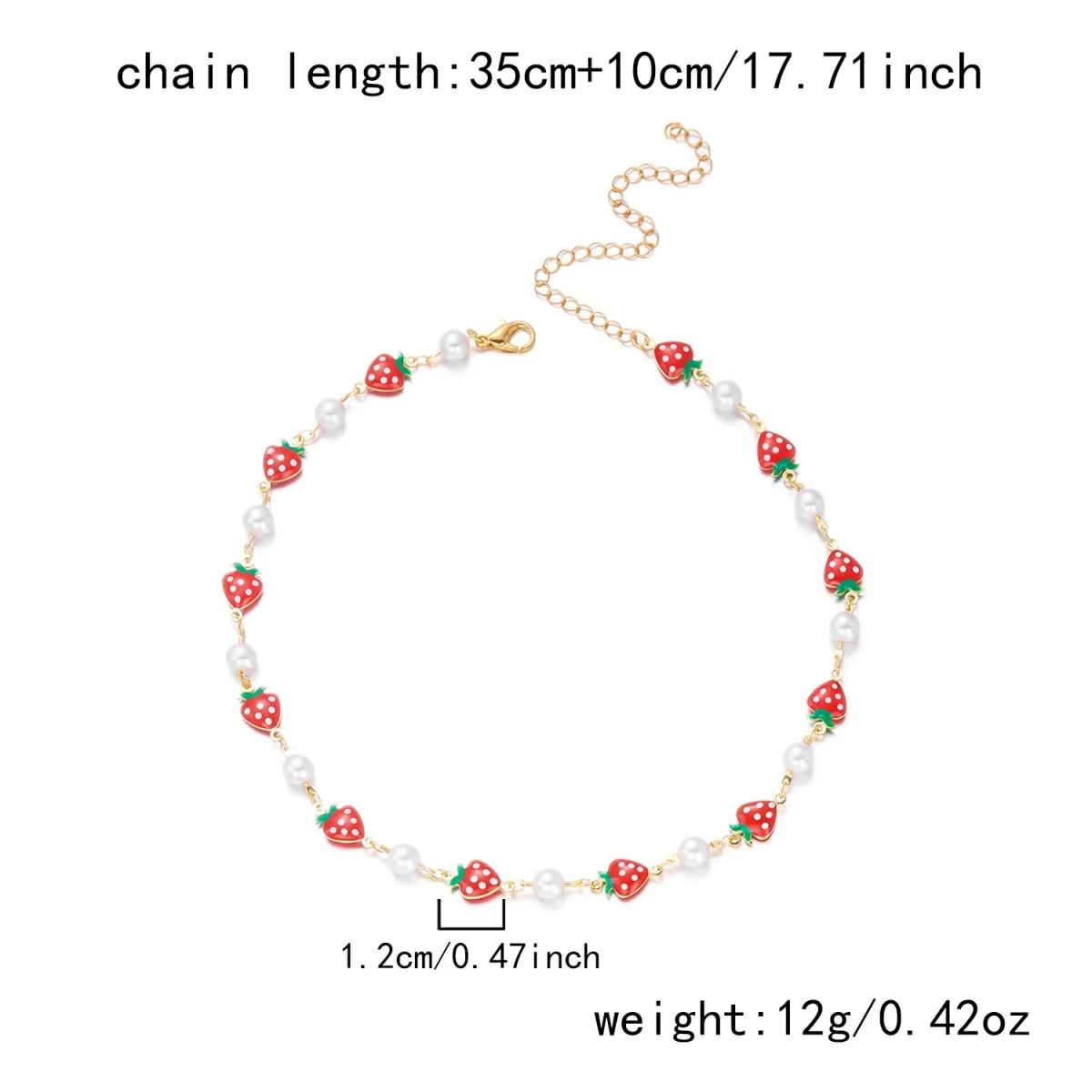 Reisperlen-Erdbeer-Anhänger-Halskette für Damen und Herren, süße, niedliche Kirsch-Herz-Schleifen-Quasten-Halskette, Y2K-Sommer-Modeschmuck – Detail 30