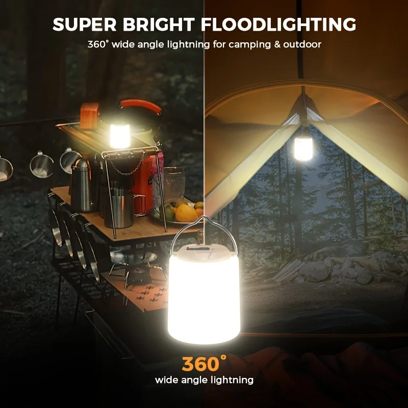 LED Camping Lantern Mini Camping Lamp Warm Light Portable Lights Dimmable Waterproof Tent Lamp for Camping Hiking Emergency