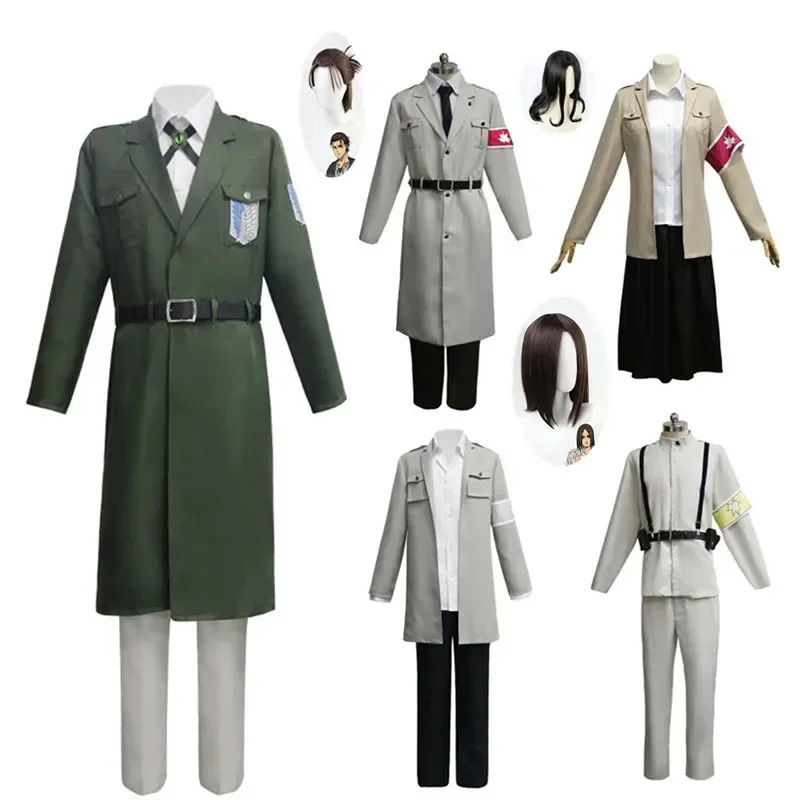 aa69Anime Attack on Titan Marley Military Levi Eren Pieck Finger Cospaly Costume Officer Scout Regiment Coat Halloween Shirt Pan