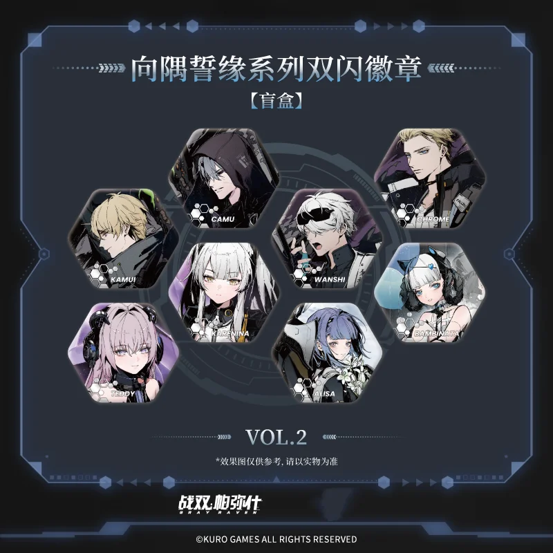 En Stock gris RAVEN: PUNISHING Lee Lucia Liv Noan Double clignotant Badge broche broches ornement Anime Figure jeu jouet enfants Hallowe