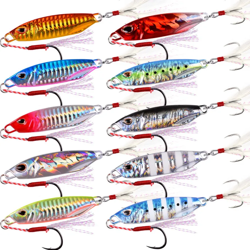 10pcs/lot Metal Jig Lures 10g 15g 20g 30g 40g Sea Fishing Jigging Lure DUO Spoon Spinnerbait Sinking Jigs Bait Bass Fish Tackle