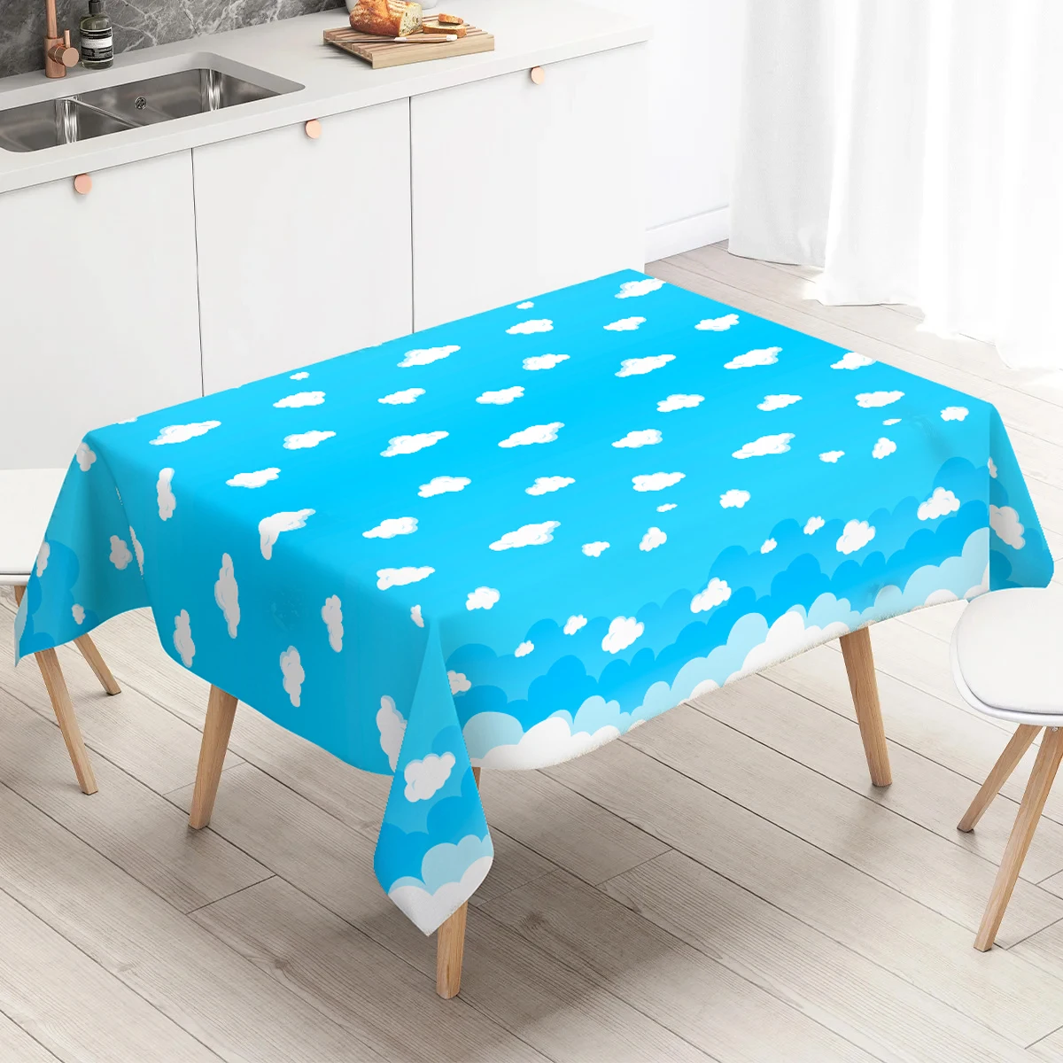 سماء زرقاء وغيوم بيضاء مفرش طاولة للأطفال ، غطاء طاولة للاستعمال مرة واحدة ، ديكور حفلة عيد ميلاد ، لوازم المهرجان ، صالح #4