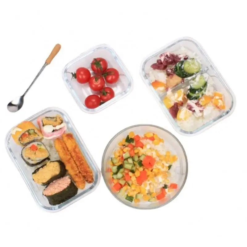 Heat Resistant Microwave Rice Box Transparent Glass Freshness Preservation Sealed Lunch Box Fridge Storage Container with Lid view 5