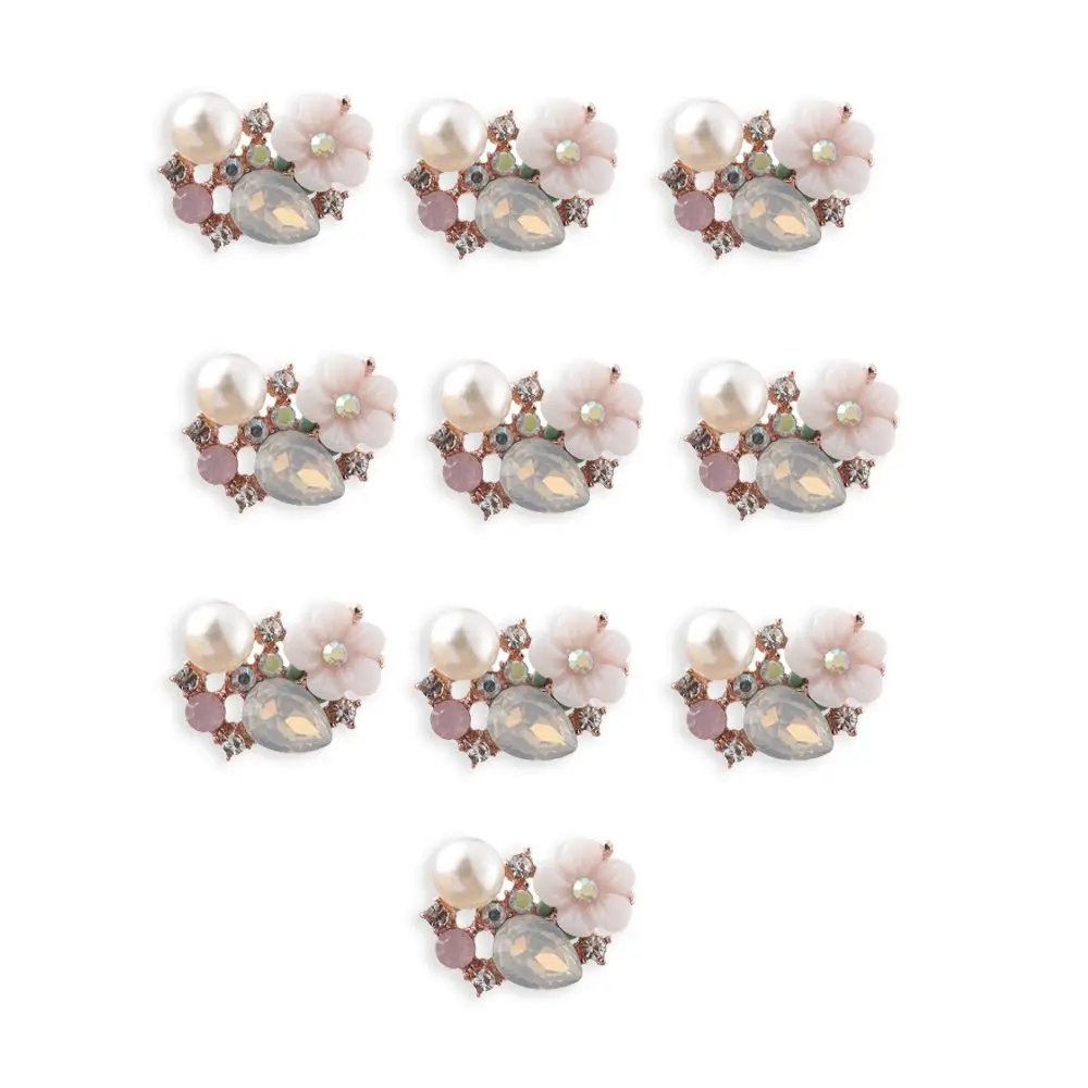 10Pcs Flatback Flower Buttons Unique Rhinestone Button Beautiful Garment Buckle Apparel Clothing Decoration Sewing Accessories