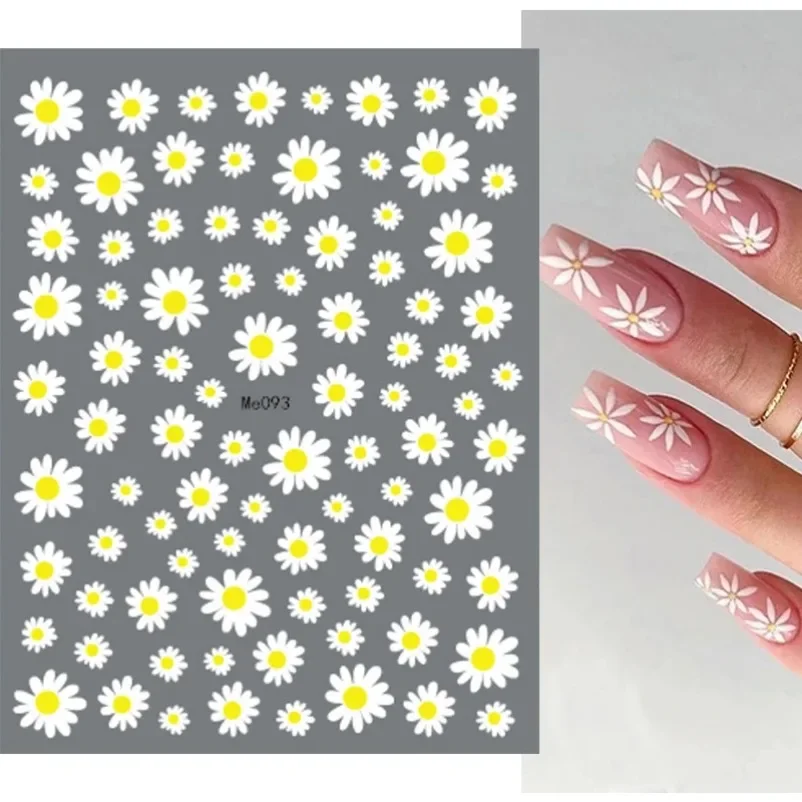 Nagel kunst Blume Gänseblümchen geprägte Aufkleber Nagels chieber Abziehbilder Gänseblümchen weiße Blumen Blüten blätter Blumen zurück Kleber Nagel Aufkleber Dekoration