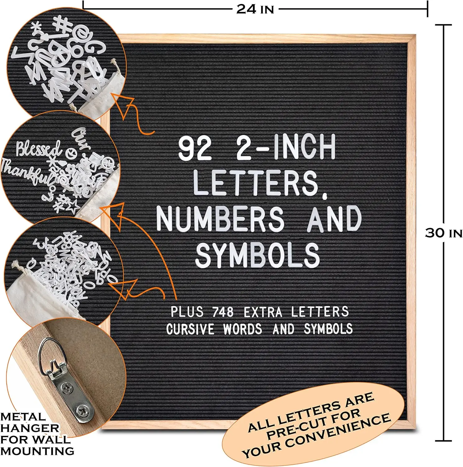 Large 24x30 Inch Felt Message Board with Letters for Restaurant Menus, Office Signs, and Teaching