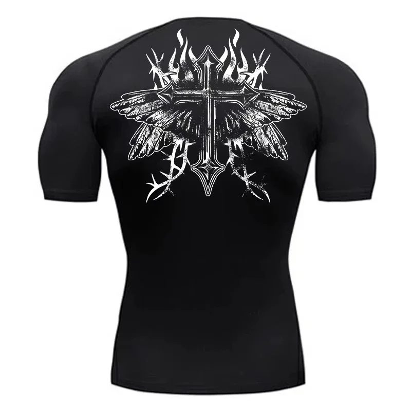 2026 Stylish Graphic Compression Shirt for Men's Christian Gym Workout Running T-Shirt Athletic Quick Drying Trainning Tops