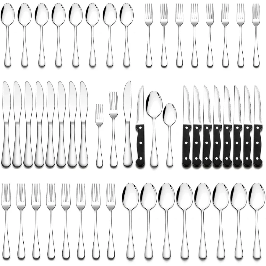 

72Piece Silverware Set with Steak Knives Stainless Steel Flatware Cutlery Set Service for 12 Tableware Eating Utensils Include