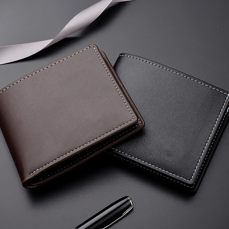 Men Slim Leather Wallet for Cash Bank Credit Card Holder Business Purse Bifold Multi Slot Fashion Card Case Short Type Wallet