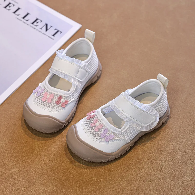 

2026 New Children Bowknot Sneakers Casual Princess Girls Patchwork Sport Shoes Breathable Lightweight Kids Mesh School Sandals