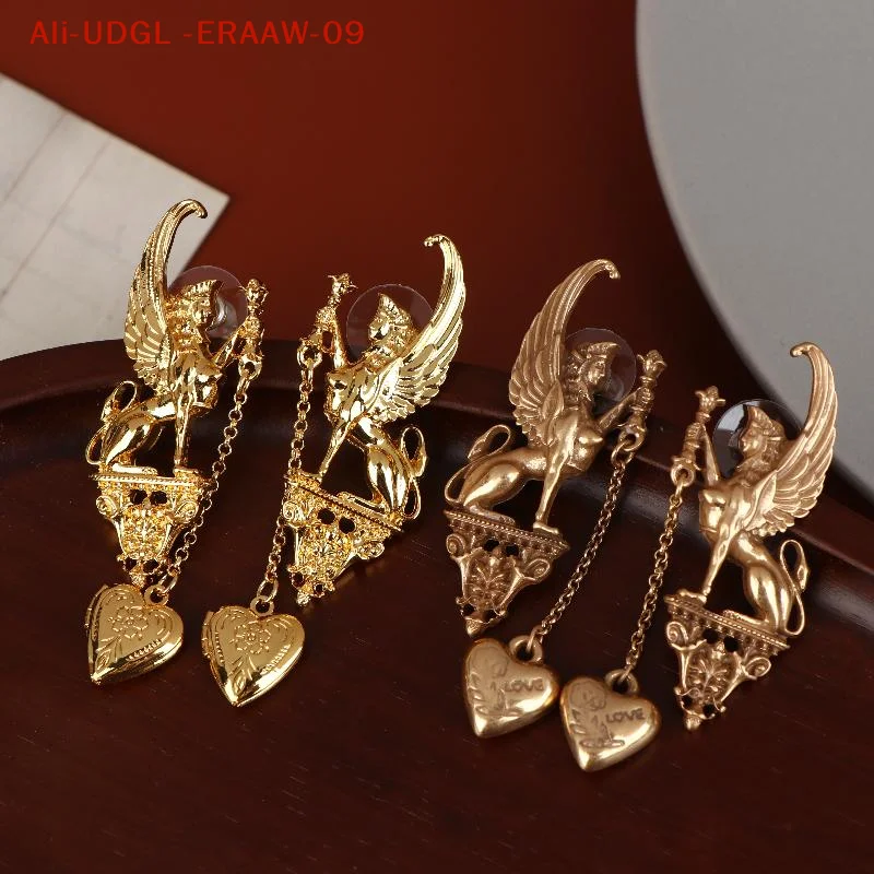 1 Paar robuste Vintage-Ohrringe mit übertriebenem Persönlichkeits-Herz-Anhänger, Hofstil, modischer Party-Schmuck, Geschenk