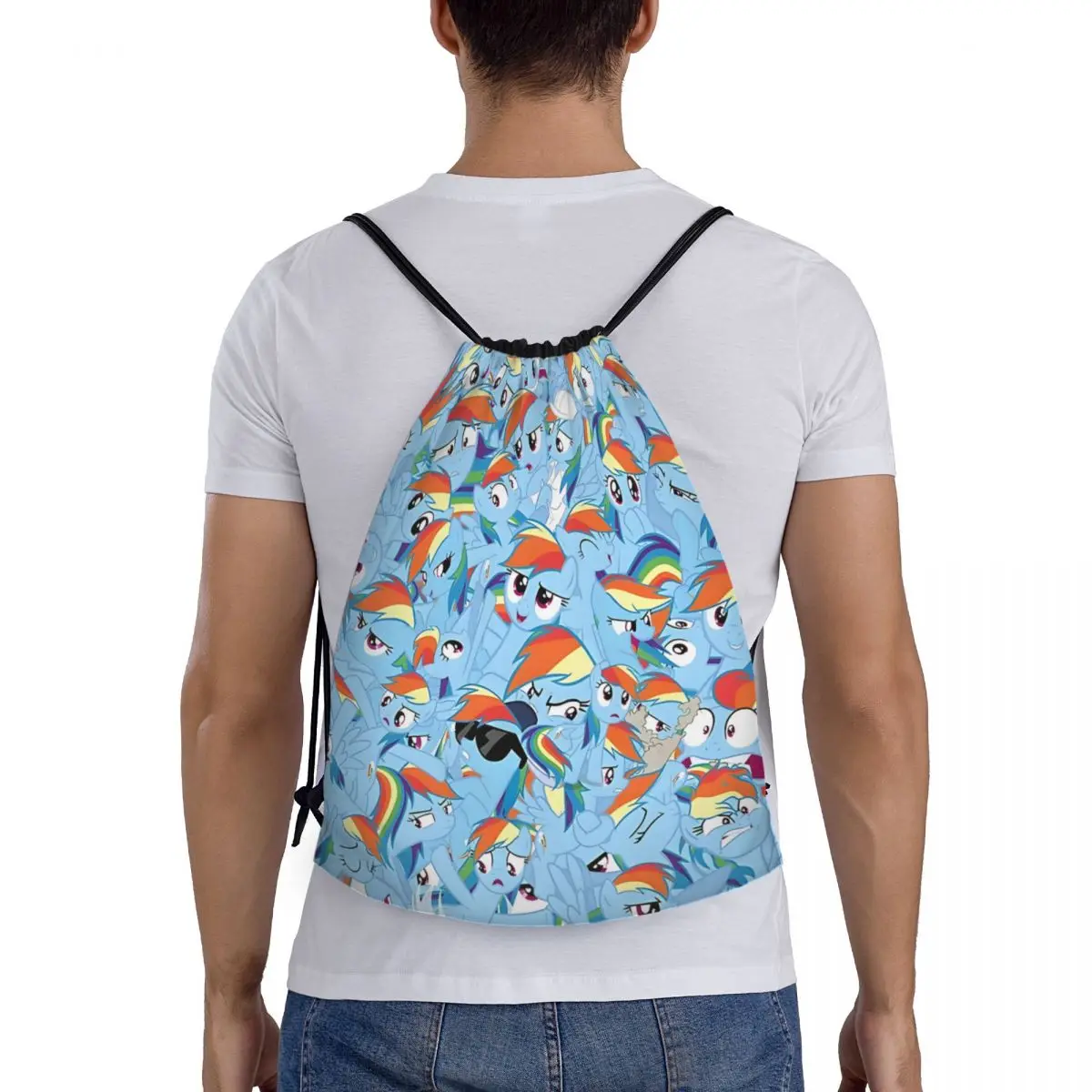 Rainbow Dash Mess Drawstring Back Pack Bag Travel Storage Package Teenagers Beach Tote Bag School Sport Shoe Bag Portable