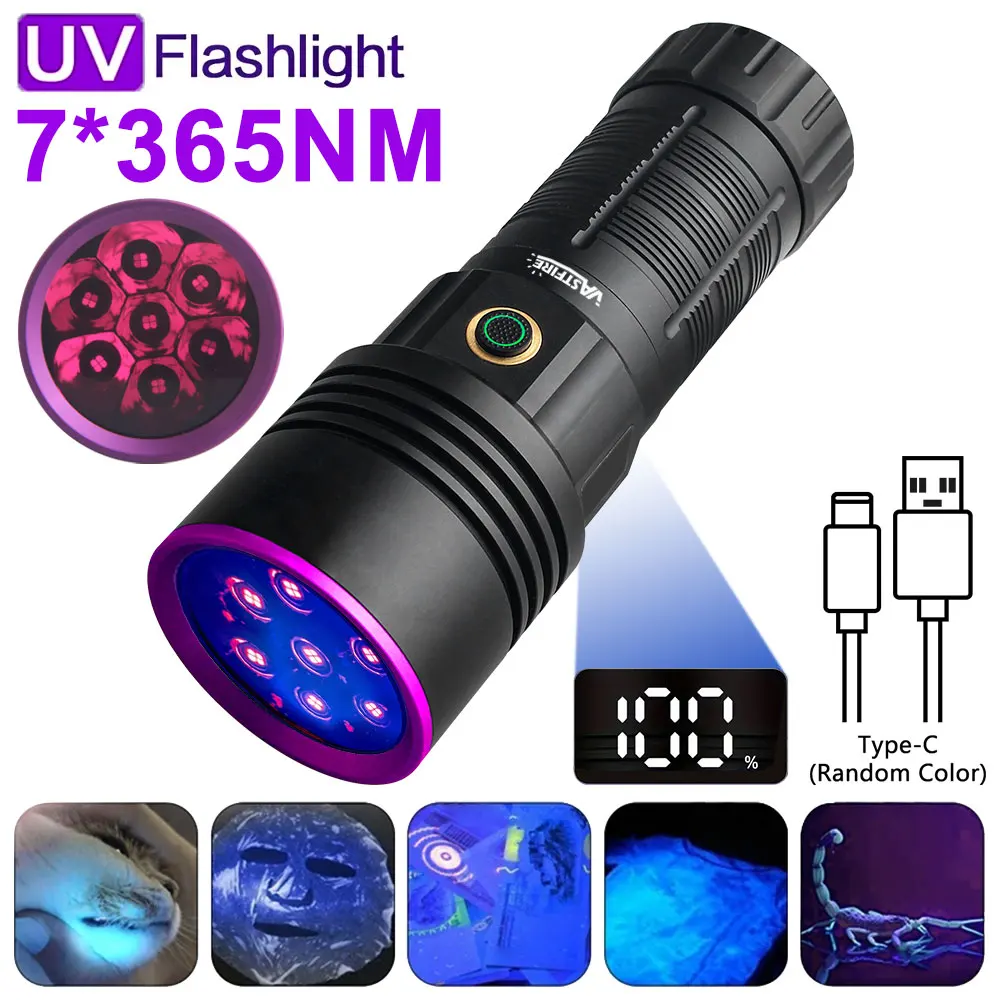 365nm Black Light UV Flashlight High Power 28LED 140W 365nm UV Flashlight Fluorescence Detection Black Light