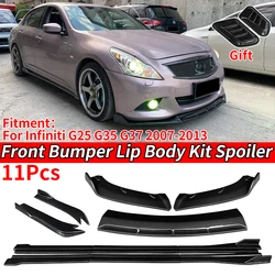 Car Front Bumper Splitter Diffuser Lip Protector Spoiler Side Skirts Rear Wrap Angle For Infiniti G25 G35 G37 Sedan 2007-2013