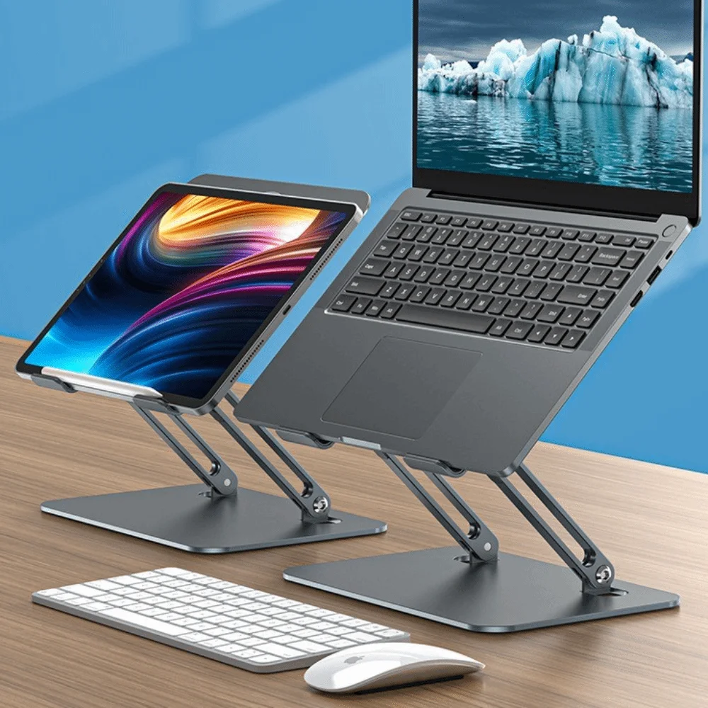 

Carbon Steel Laptop Stand With Fan Anti-slip Pad Height Adjustable Laptop Cooler Durable Silent Tablet Stand for 10-17inch