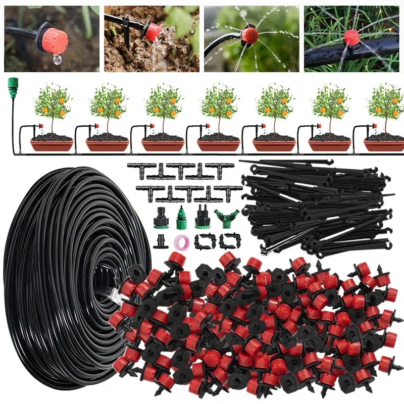 

Automatic Garden Drip Irrigation Kit Adjustable Nozzles Plant Watering System for Farmland Bonsai Flowers Vegetables Greenhouse