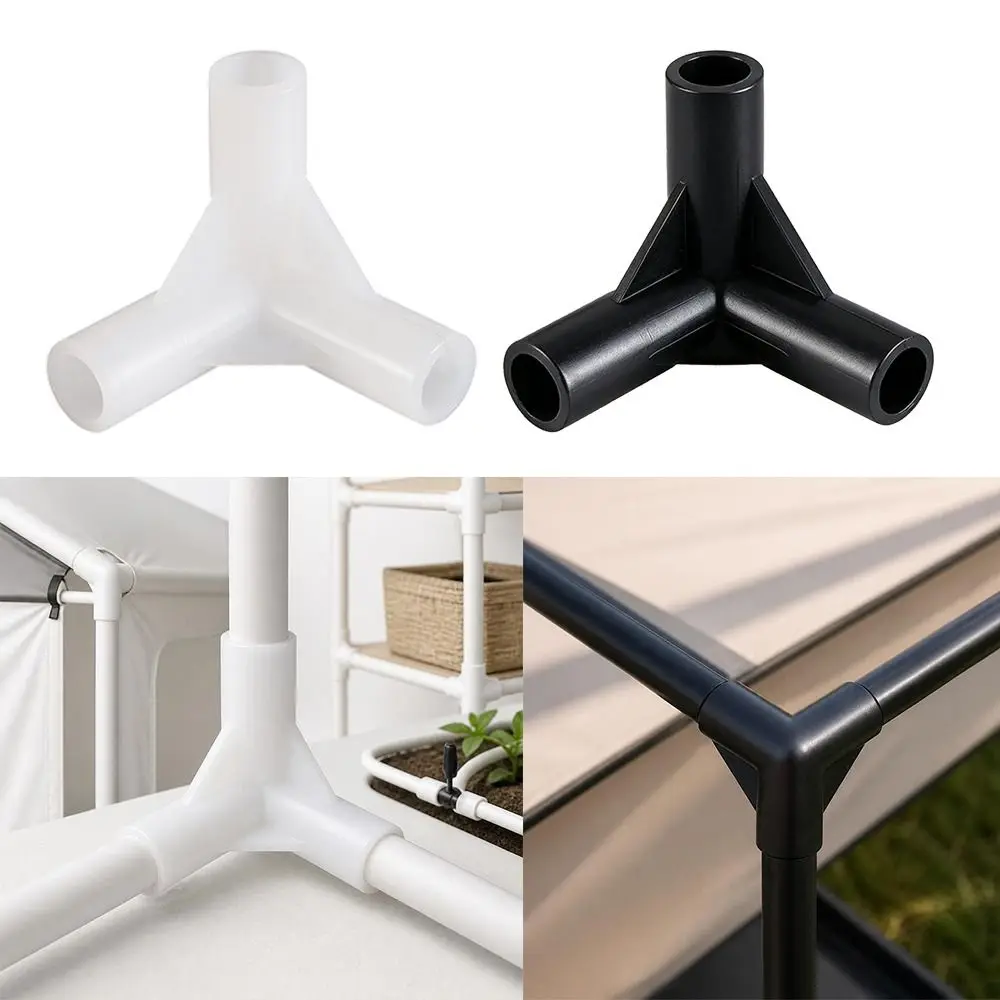 5pcs New 8mm Plastic Pipe Joint Connector White Black Two way 90 Degree Tee Way Tent Fixed Joints DIY Shelf Water Tube Joint