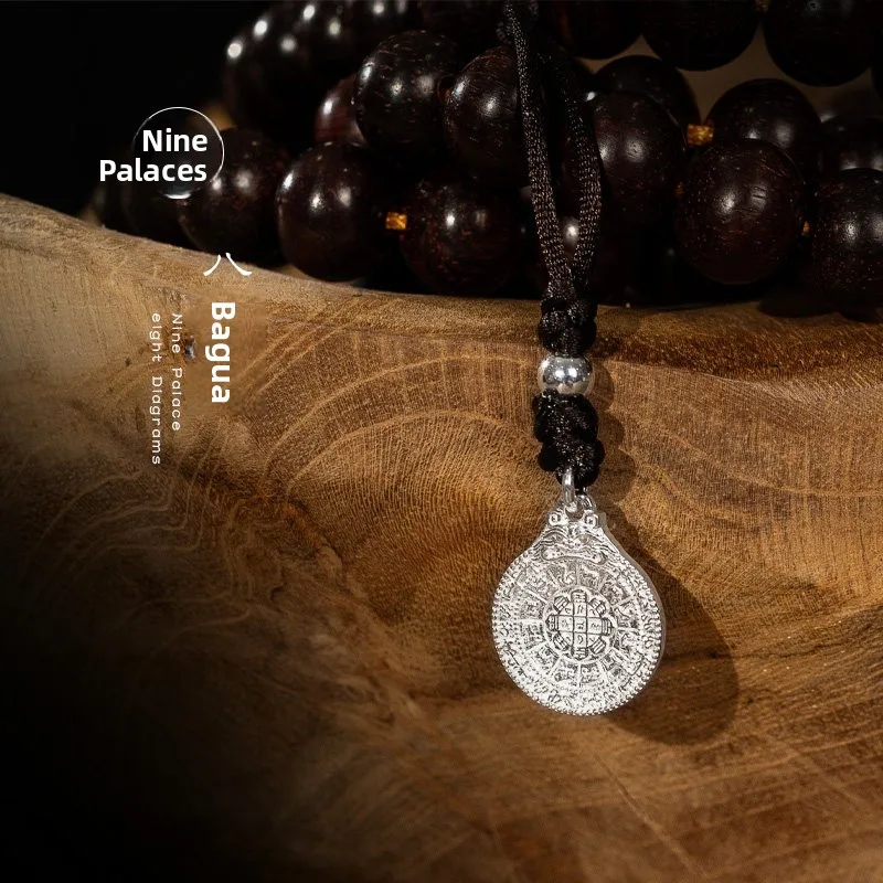 couple's-necklace-ethnic-style-s925-silver-eight-trigrams-pendant-star-moon-padauk-buddha-beads-lucky-charm-fashion-jewelry