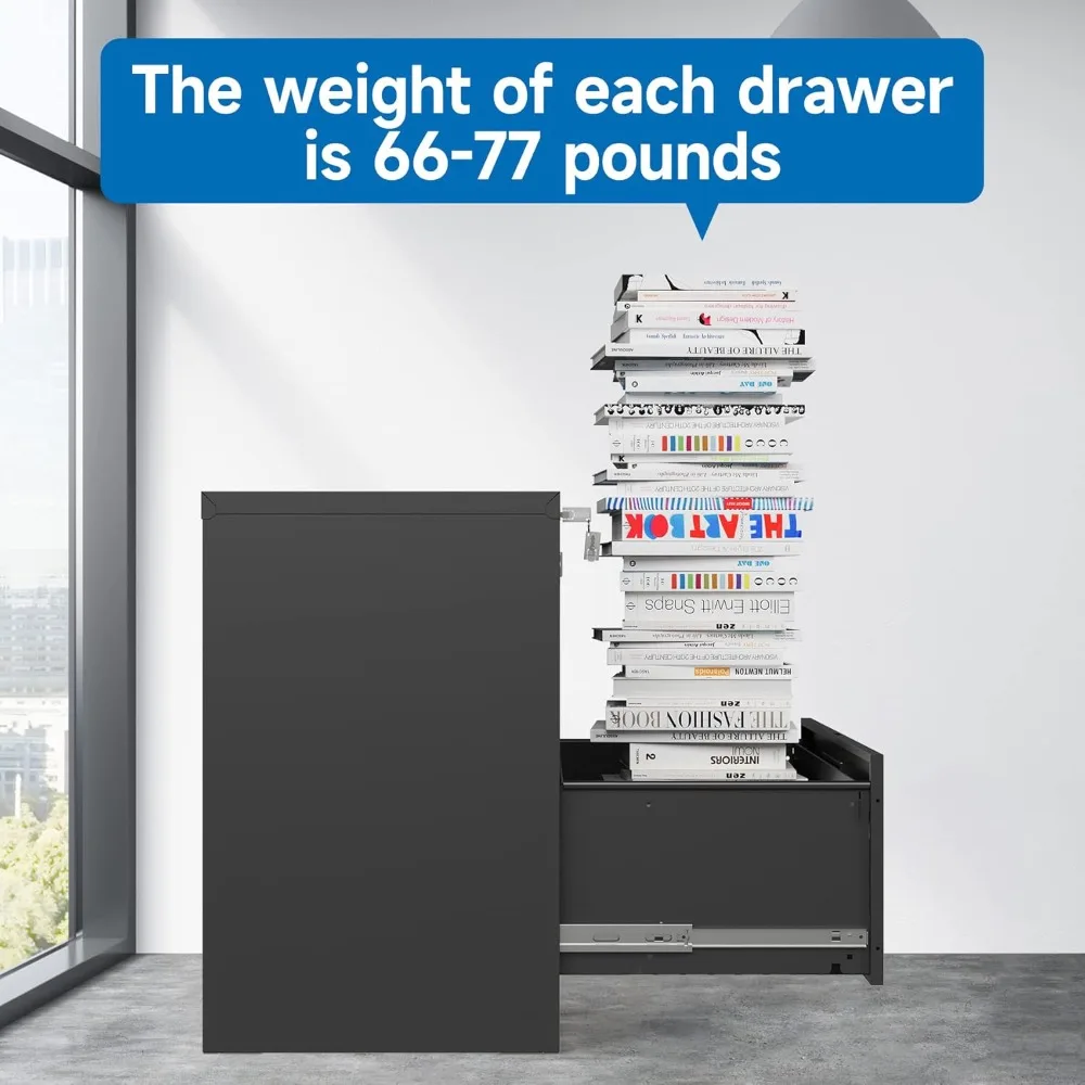Metal Lateral File Cabinet with Lock for Office and Home - Steel Storage Cabinet for A4 and Legal/Letter Size Documents