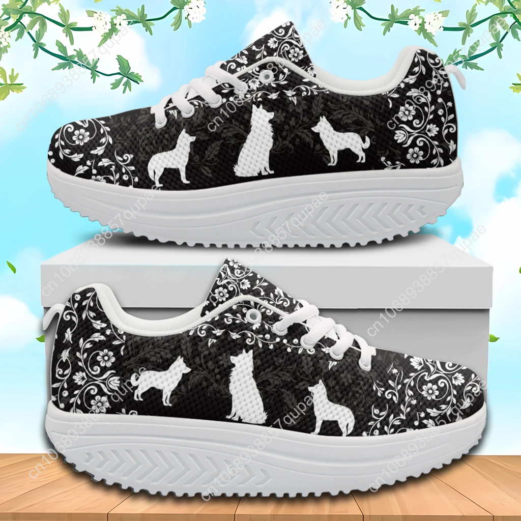 Corgi Dog Mandala Design Women's Fashion Casual Rocking Shoes Lace-up High Quality Height-increasing Shoes Custom Shoes