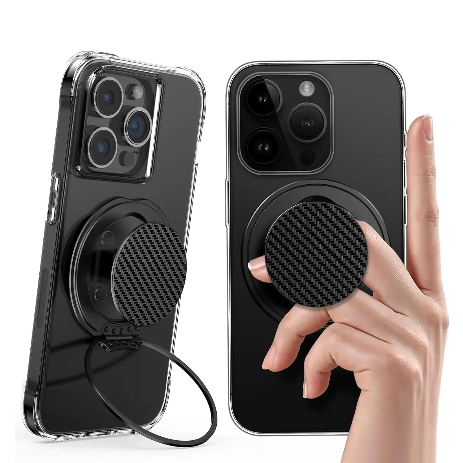 حامل قبضة الهاتف المغناطيسي القوي للغاية مع 360 حلقة Magsafe هاتف عالمي/حافظة دعم آمنة بيد واحدة قابلة للطي