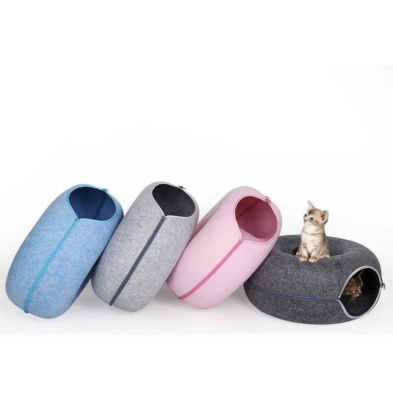 Cave for Indoor Cats Pet bed Donut Tunnel Bed Scratch Resistant Cat Beds and Furniture Cat Accessories