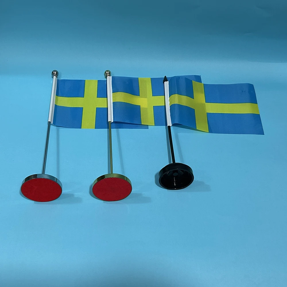 (SKY FLAG)Office Desk Flag Of Sweden flag 14x21cm polyester SWE SE Swedish National Flag Country Banner Desk Ornaments Flags