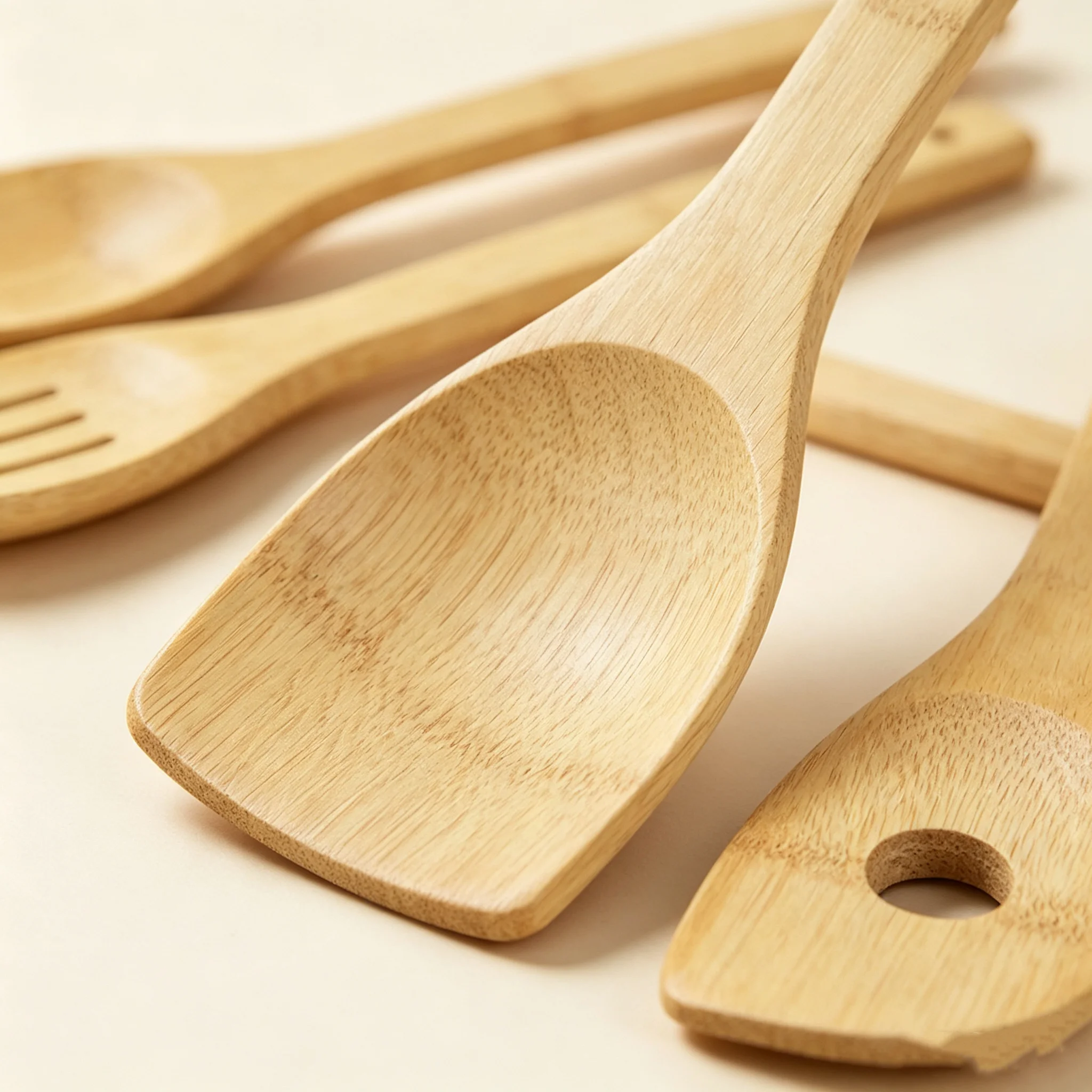 6 Pieces Bamboo Spoon Spatula Kitchen Utensil Wooden Cooking Tool Mixing Set