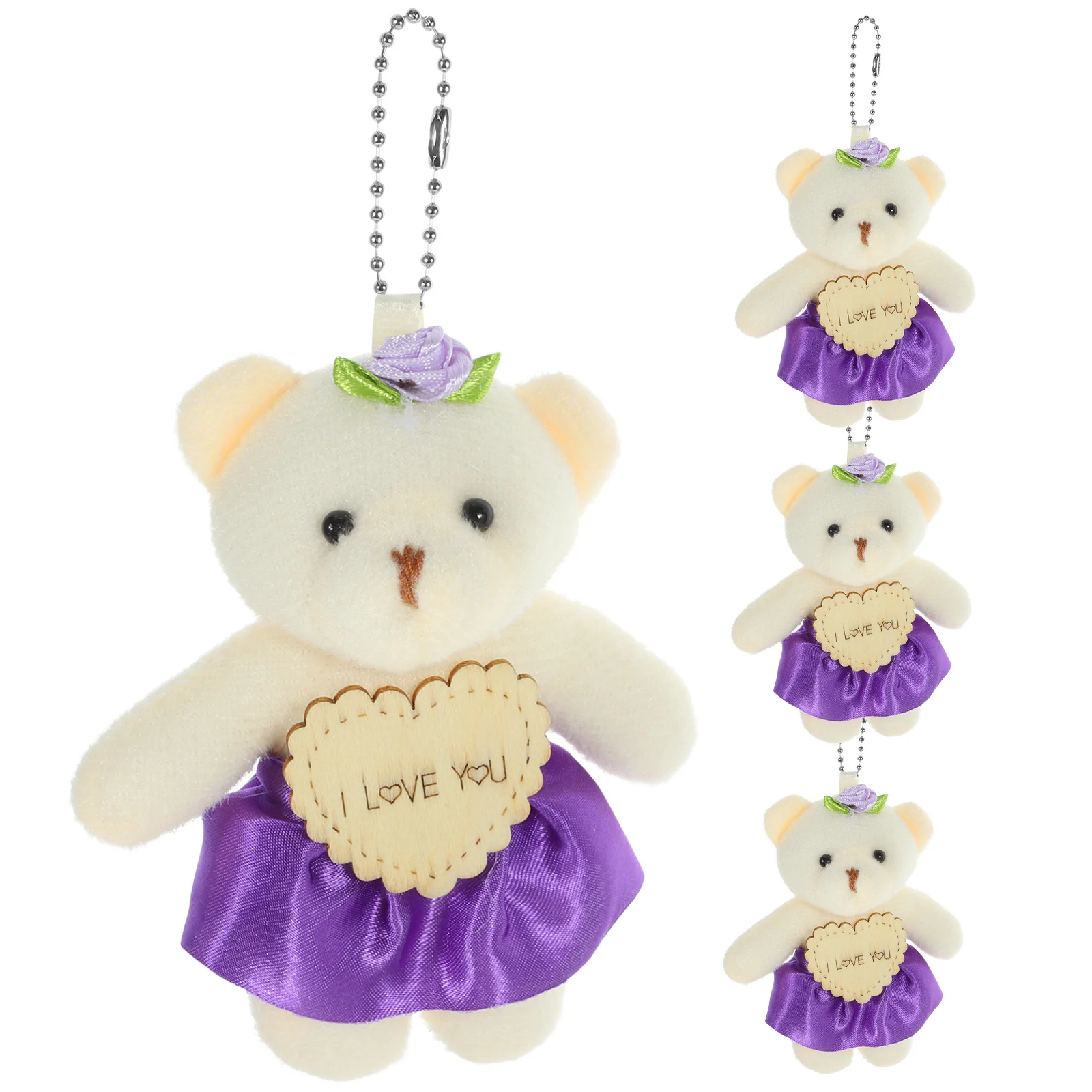 

4Pcs Couple Bear Pendant Wedding Bouquet Adorable Mini Bear Accessories DIY Decoration Party Festive Adornments