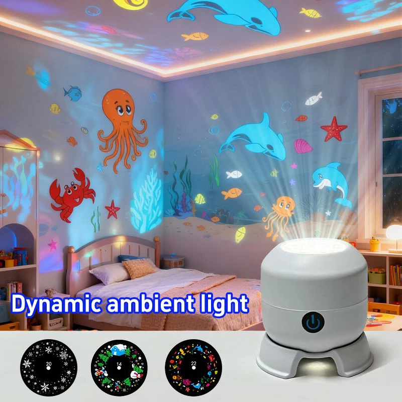 Led Ocean Snowflake Christmas Projection Light Dynamic 360 ° Rotating Projector Outdoor Stage Light Children's Night Light Gifts