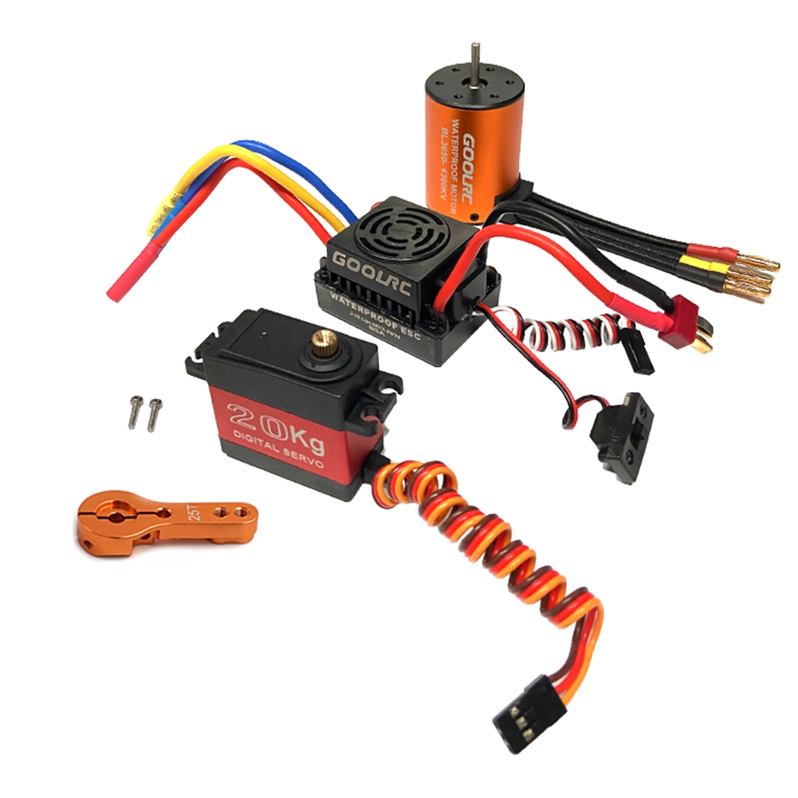 3650 4300KV Motor 60 Brushless ESC 20kg Servo w/ 25T Servo Arm for 1/10 RC Car Truck Off-road