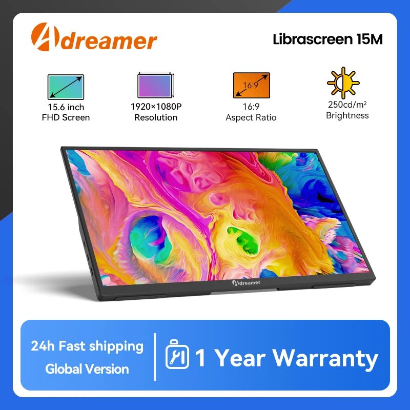 Adreamer 15,6-дюймовый портативный монитор 1920*1080 60 Гц для ноутбука XBox PS4/5 Switch TV Box сотовый телефон ПК Loptop Extension